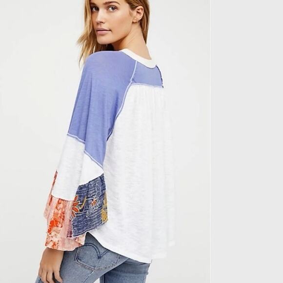 Free People Friday Fever Raglan Contrast Top White Size XS - Picture 3 of 10